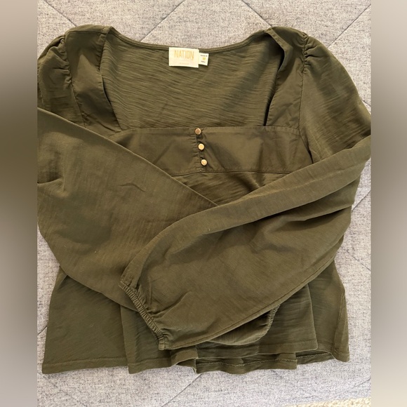 Nation LA Olive Long-Sleeve Pascale Top Size M Puffy Sleeve Poplin NWOT - Picture 6 of 10